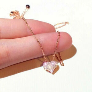 S925 Rose Gold Diamond Heart Necklace